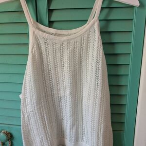 White Knit Sleeveless Tank Top
